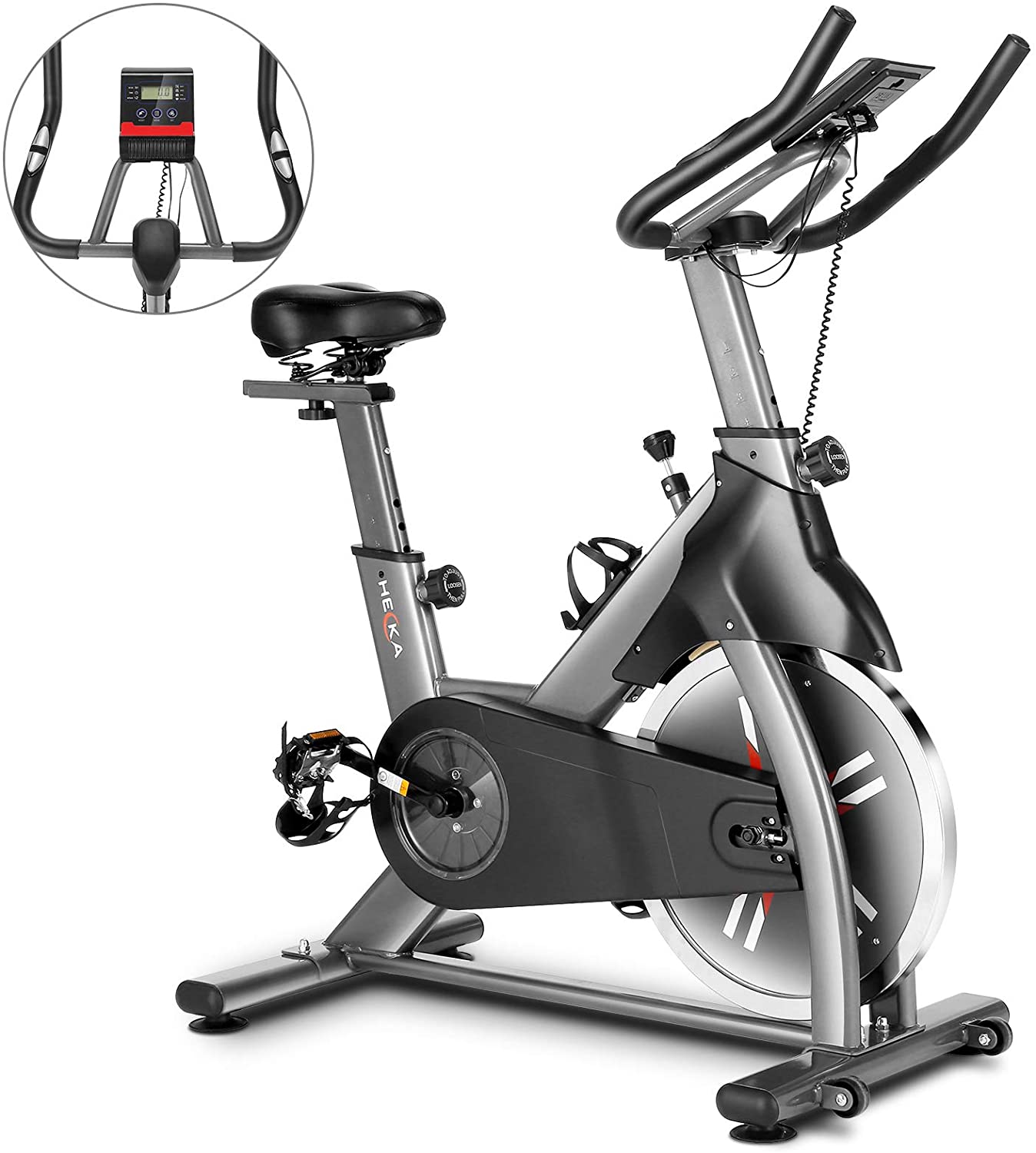 HEKA Indoor Exercise Cycling Bike Stationary, 35lbs Flywheel Magnetic Resistance, LCD Monitor Workout Fitness Bike, Load Capacity 400lbs - JOY2ESpree
