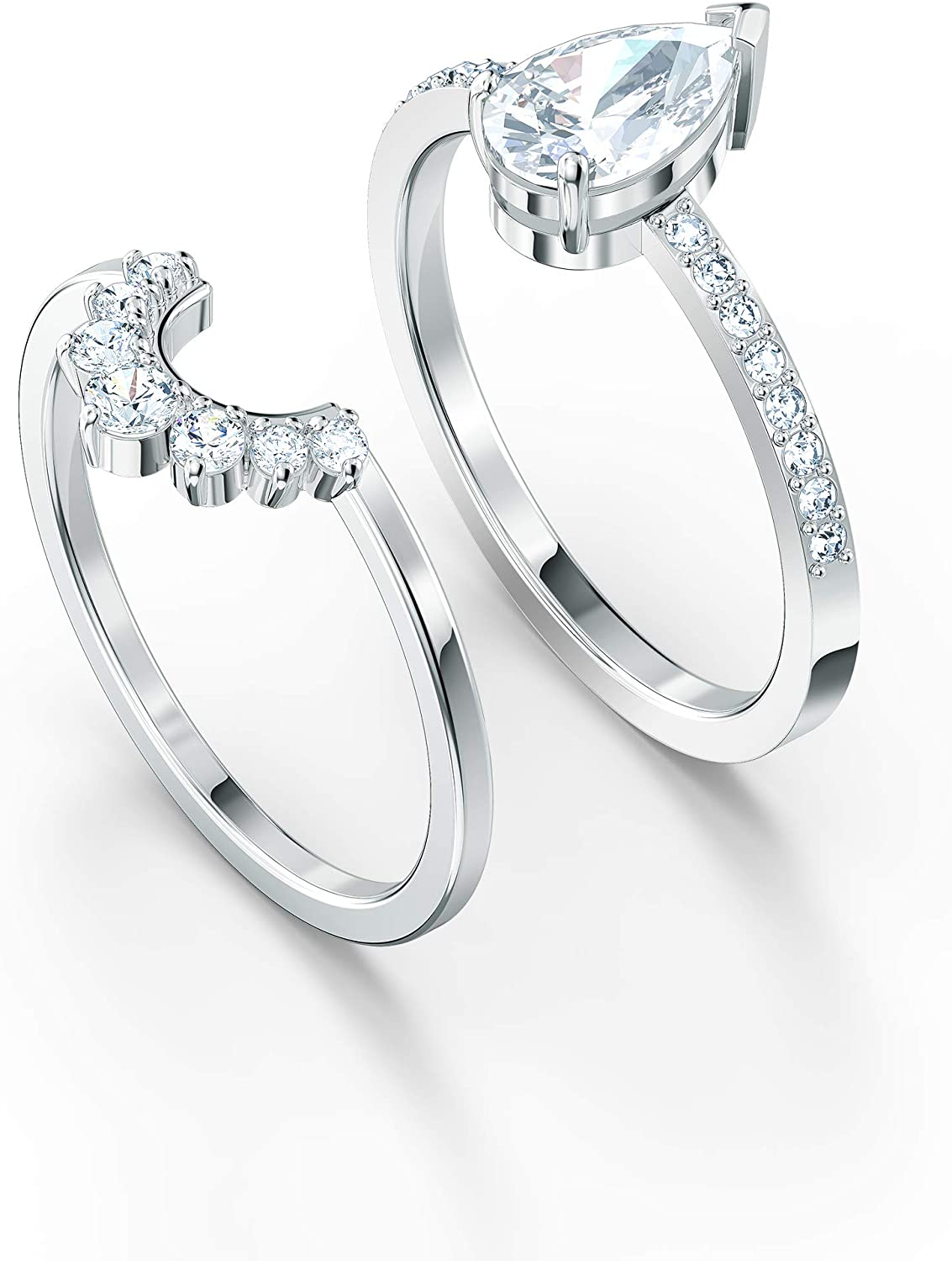 SWAROVSKI Women's Attract Ring Collection, Rhodium Finish, Clear Crystals - JOY2ESpree