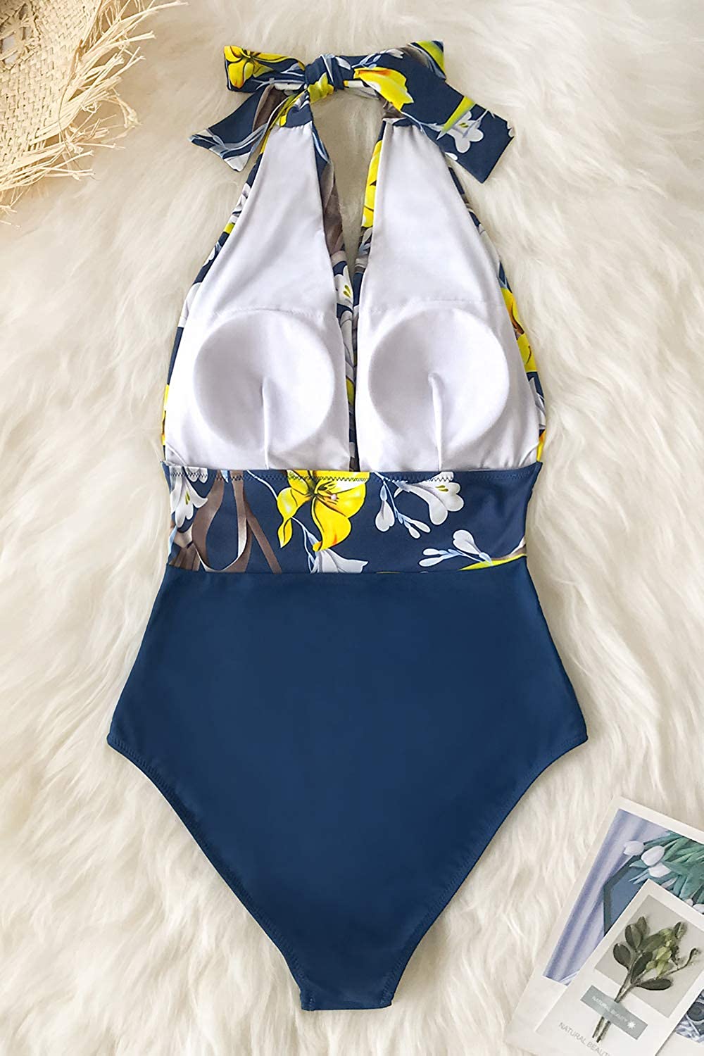 CUPSHE Women's Halter One Piece Swimsuit Keeping You Accompained Swimwear