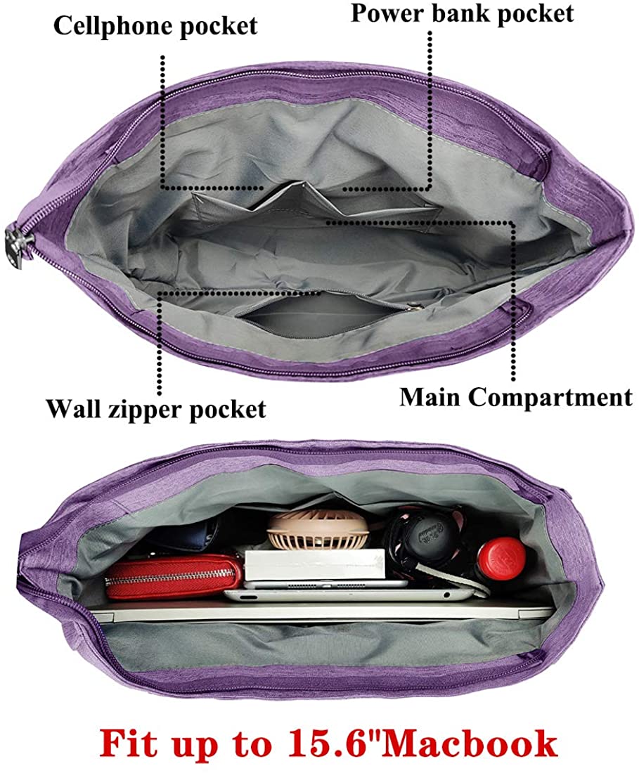 Canvas Tote Bag Waterproof Nylon Multi Pocket Shoulder Bags Laptop Work Bag Teacher Purse and Handbags for Women & Men