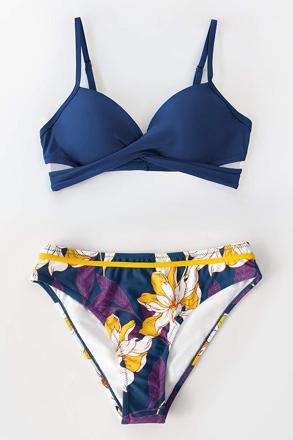 CUPSHE Women's Wrap Top Floral Bottom Bathing Suit Two Piece Sexy Swimsuit
