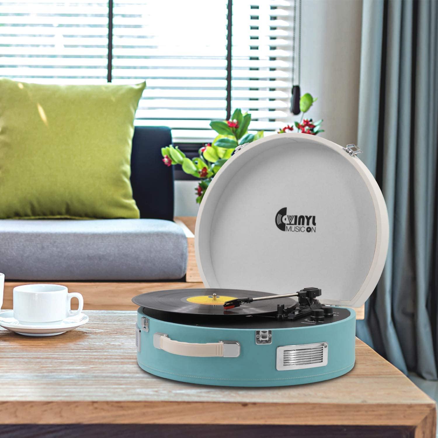 Bluetooth Record Player 3 Speed Craftmanship Turntable with Built-in Premium Speakers Support USB Playback/Recording (Black)… - JOY2ESpree