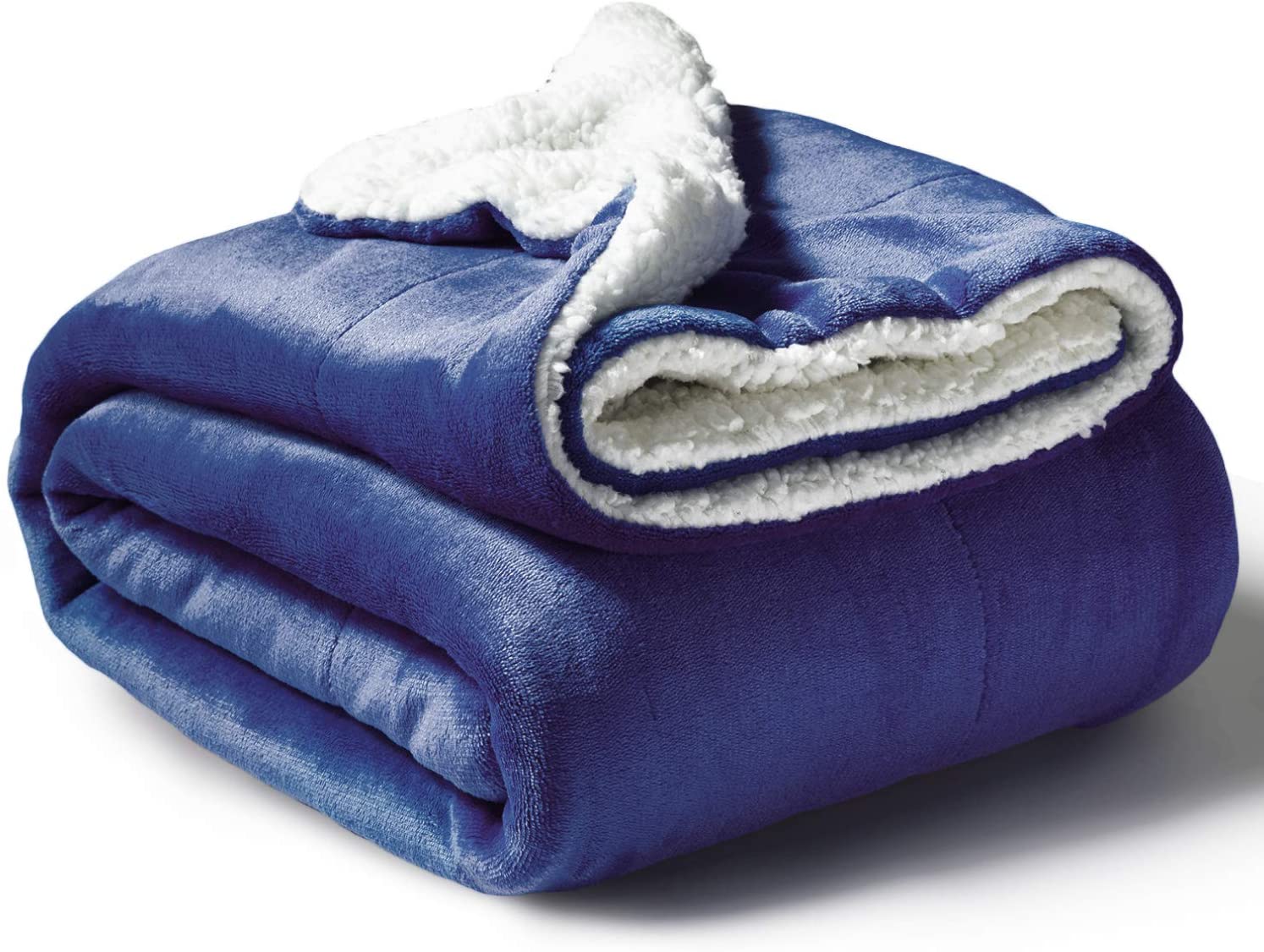 Bedsure Sherpa Fleece Blanket Throw Size Navy Lightweight Super Soft Cozy Luxury Bed Blanket Microfiber