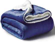 
                        
                          Load image into Gallery viewer, Bedsure Sherpa Fleece Blanket Throw Size Navy Lightweight Super Soft Cozy Luxury Bed Blanket Microfiber
                        
                      
