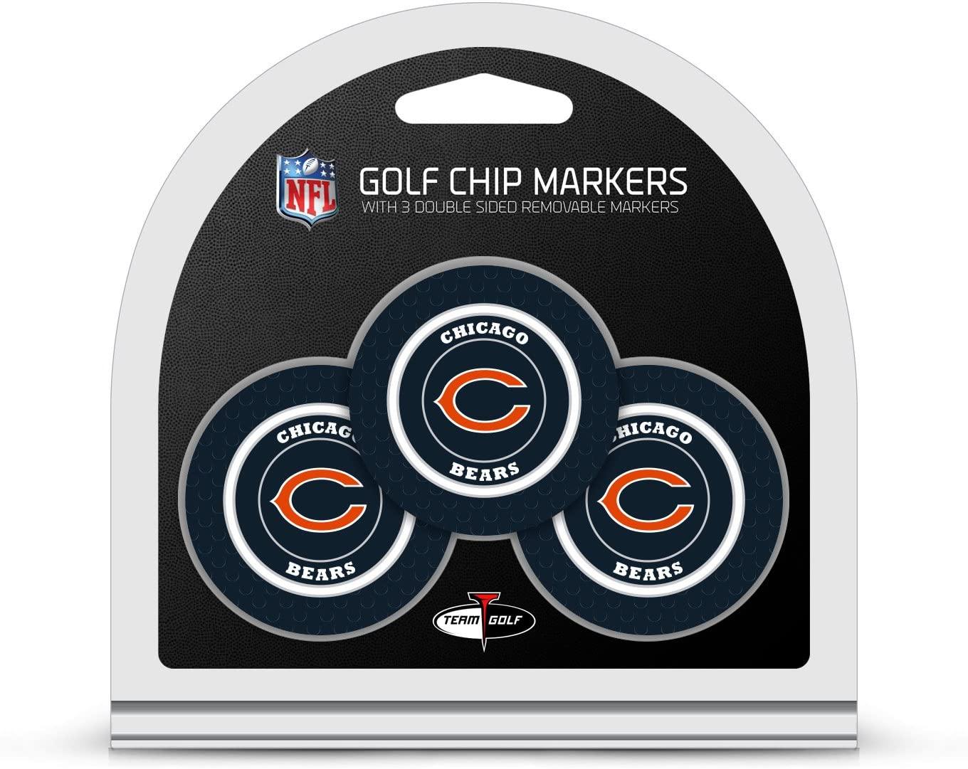 Team Golf NFL Golf Chip Ball Markers (3 Count), Poker Chip Size with Pop Out Smaller Double-Sided Enamel Markers - JOY2ESpree