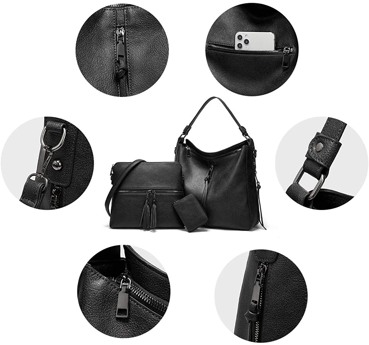 Women Fashion Handbags Wallet Tote Bag Shoulder Bag Top Handle Satchel Purse Set 4pcs