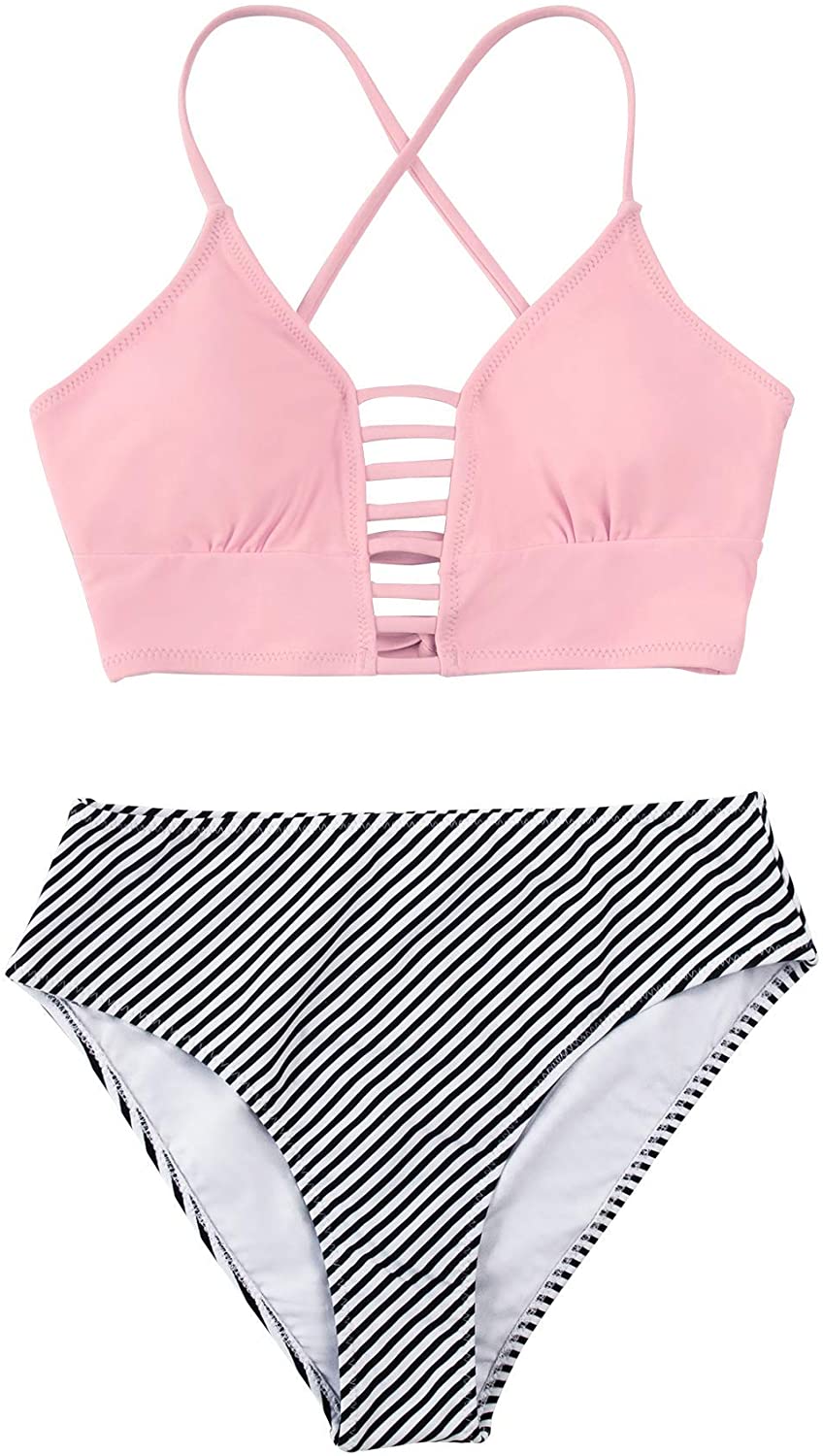CUPSHE Women’s Bikini Swimsuit Floral Print Lace Up Strappy Two Piece Bathing Suit