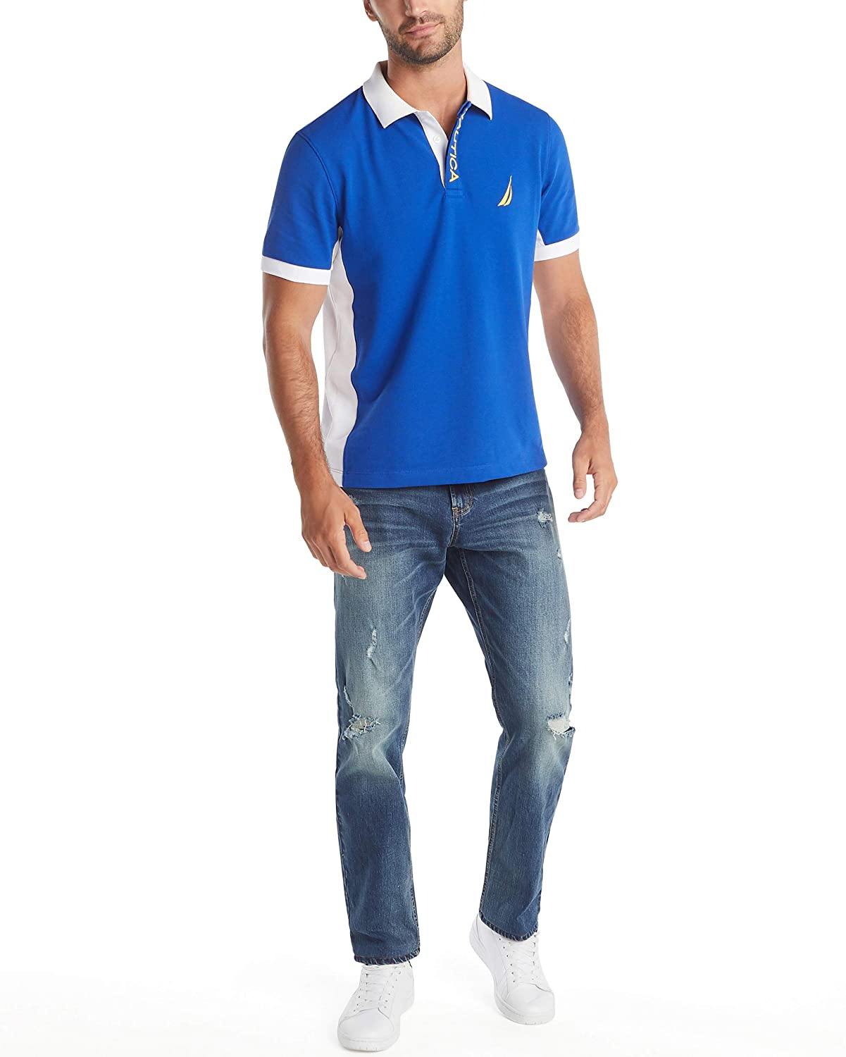 Nautica Men's Short Sleeve Color Block Performance Pique Polo Shirt - JOY2ESpree