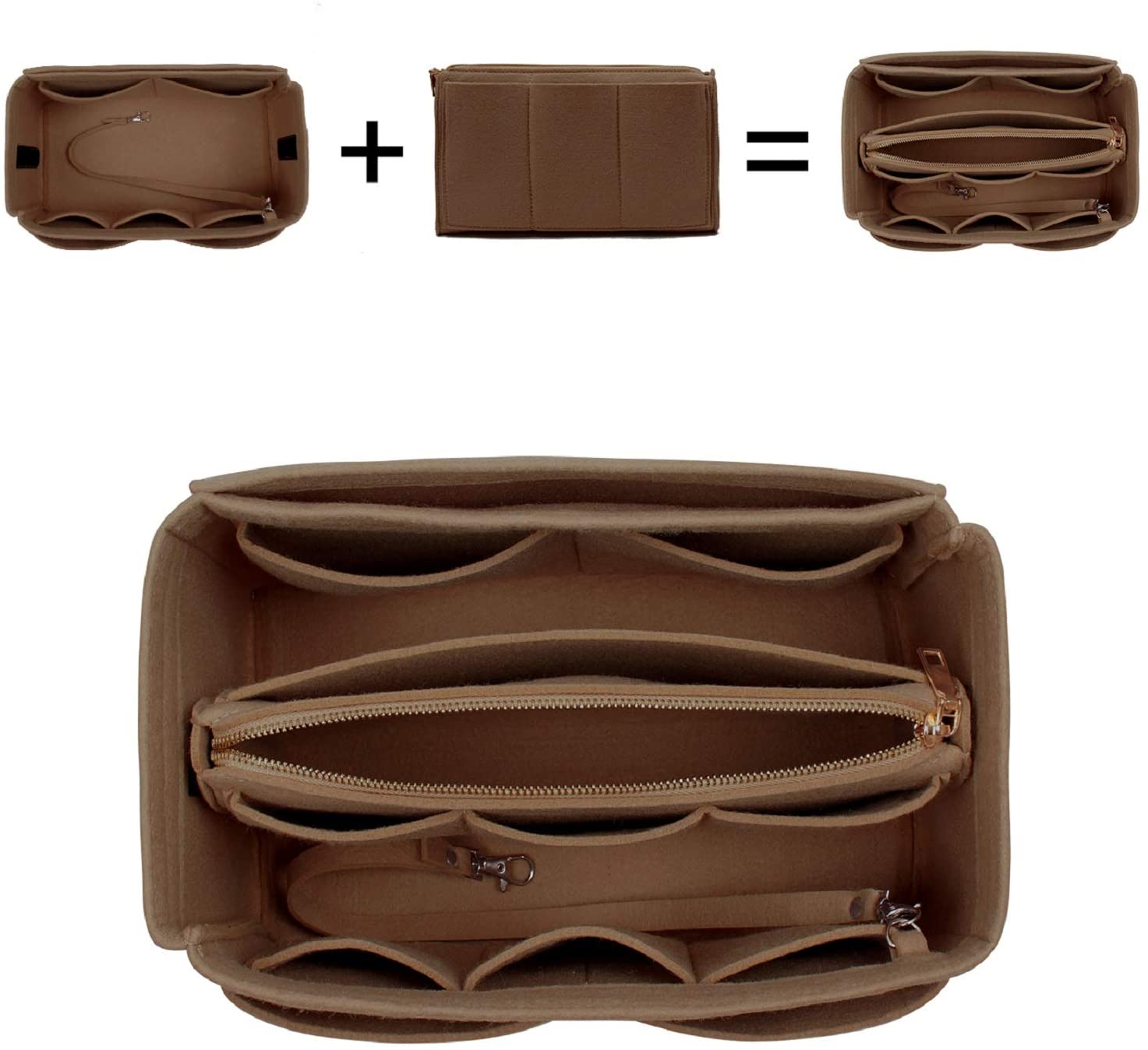 Purse Organizer Insert, Bag Organizer, Bag in Bag, Perfect for Speedy Neverfull and More, 5 Size (X-Large, Black)