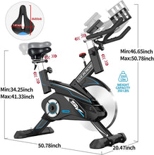 
                        
                          Cargar imagen en el visor de la galería, Pooboo Indoor Cycling Bike Belt Drive Exercise Bike Stationary with Comfortable Seat Cushion, Tablet Holder and LCD Monitor for Home Workout - JOY2ESpree
                        
                      