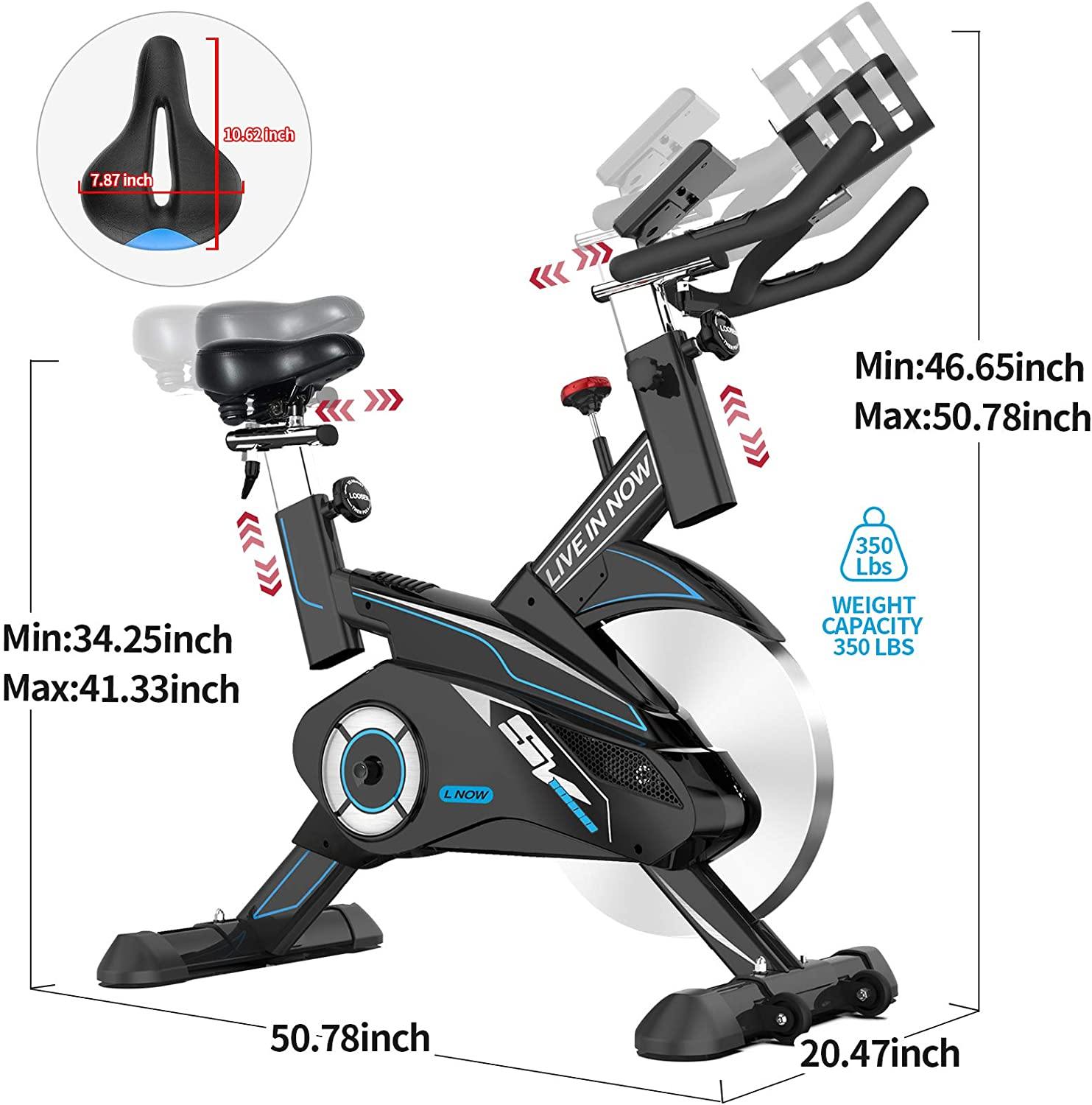 Pooboo Indoor Cycling Bike Belt Drive Exercise Bike Stationary with Comfortable Seat Cushion, Tablet Holder and LCD Monitor for Home Workout - JOY2ESpree