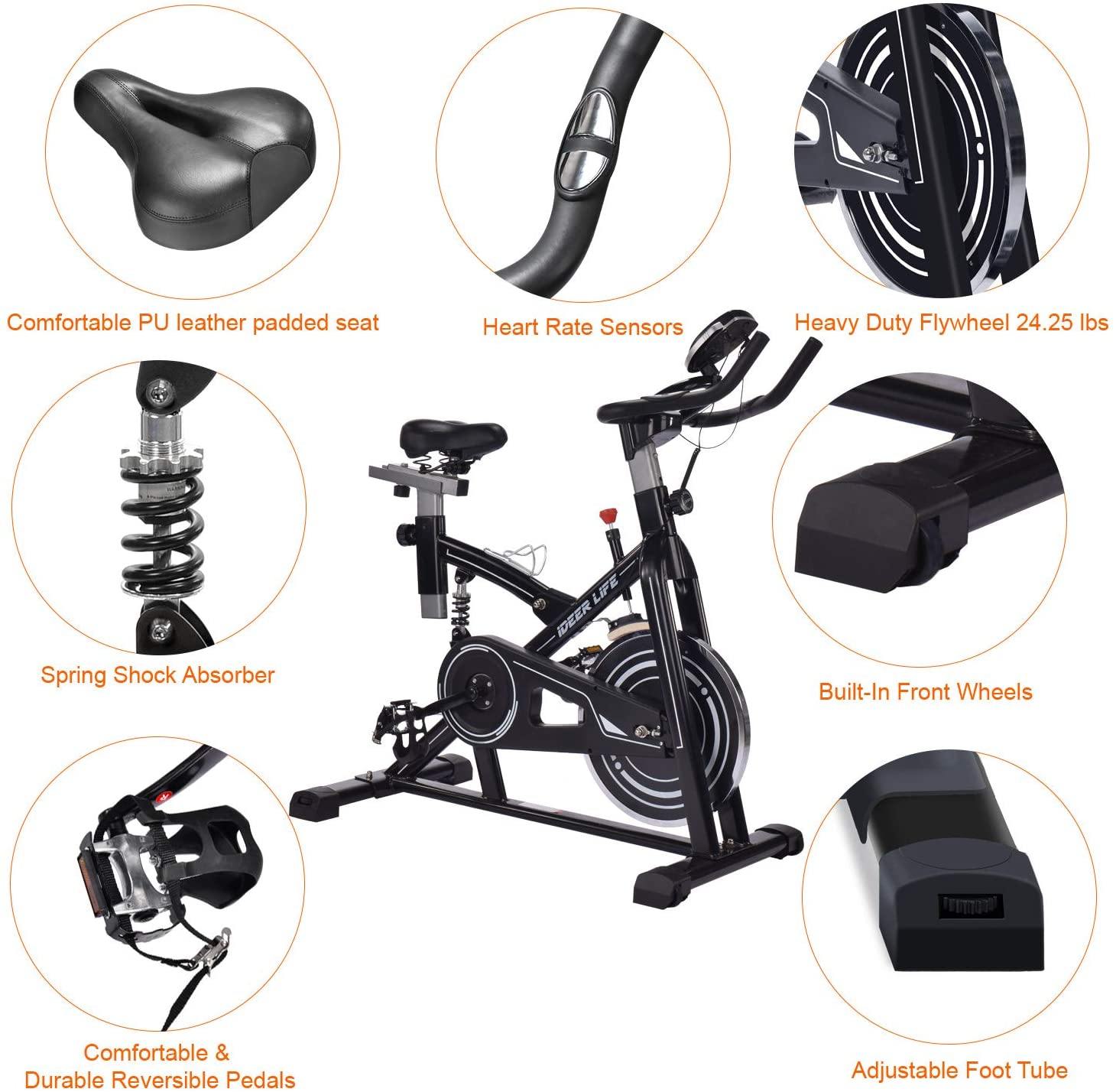 IDEER LIFE Indoor Cycling Bike Stationary Exercise Bike for Home Cardio Workout Smooth Drive - JOY2ESpree