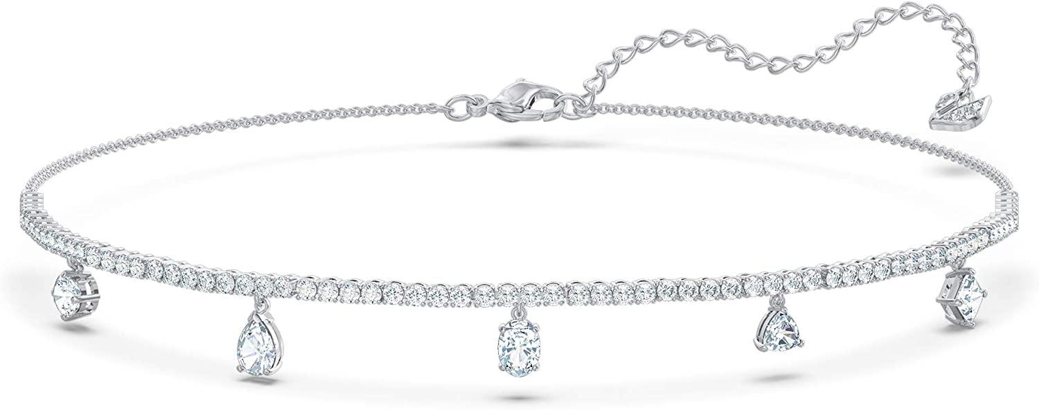 SWAROVSKI Women's Tennis Deluxe Jewelry Collection, Rhodium Finish, Rose Gold Tone Finish, Clear Crystals - JOY2ESpree
