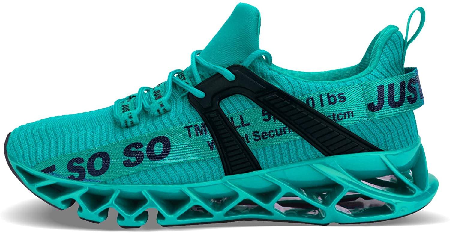 JSLEAP Mens Running Shoes Walking Non Slip Blade Type Sneakers