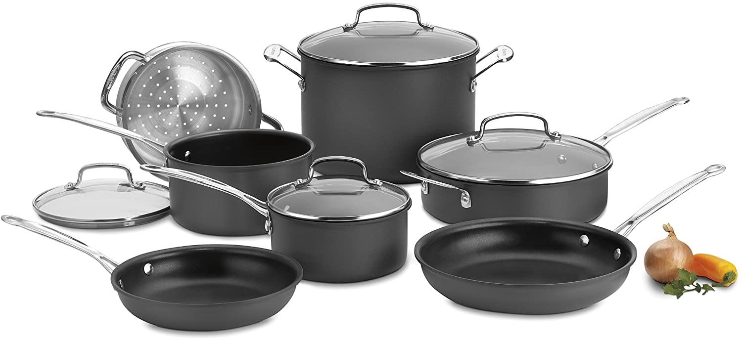 Cuisinart Chef's Classic Non-Stick Hard Anodized, 17 Piece Set, Black - JOY2ESpree