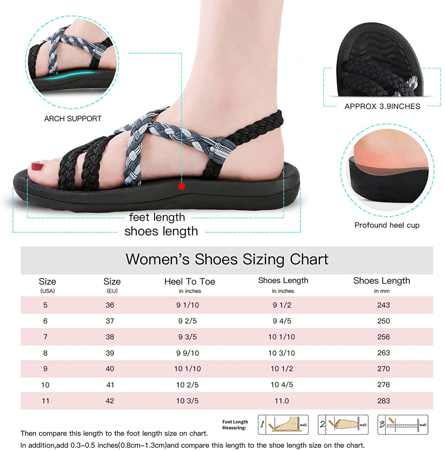 MEGNYA Women's Comfortable Walking Sandals with Arch Support Waterproof for Walking/Hiking/Travel/Wedding/Water Spot/Beach