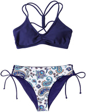 
                        
                          Load image into Gallery viewer, CUPSHE Women's Back Braided Straps Reversible Bottom Strappy Lace Up Bikini Sets
                        
                      