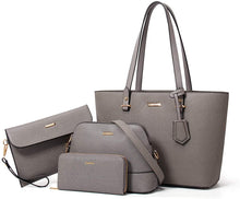 
                        
                          Load image into Gallery viewer, Women Fashion Handbags Wallet Tote Bag Shoulder Bag Top Handle Satchel Purse Set 4pcs
                        
                      