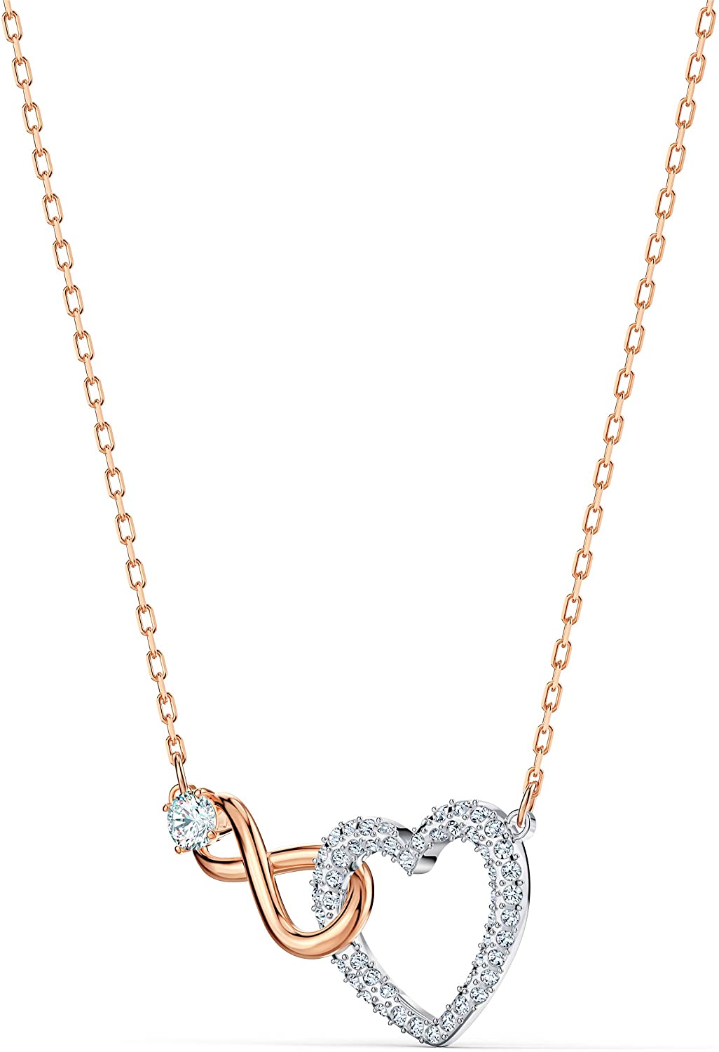 SWAROVSKI Women's Infinity Heart Jewelry Collections, Rose Gold Tone & Rhodium Finish, Clear Crystals - JOY2ESpree