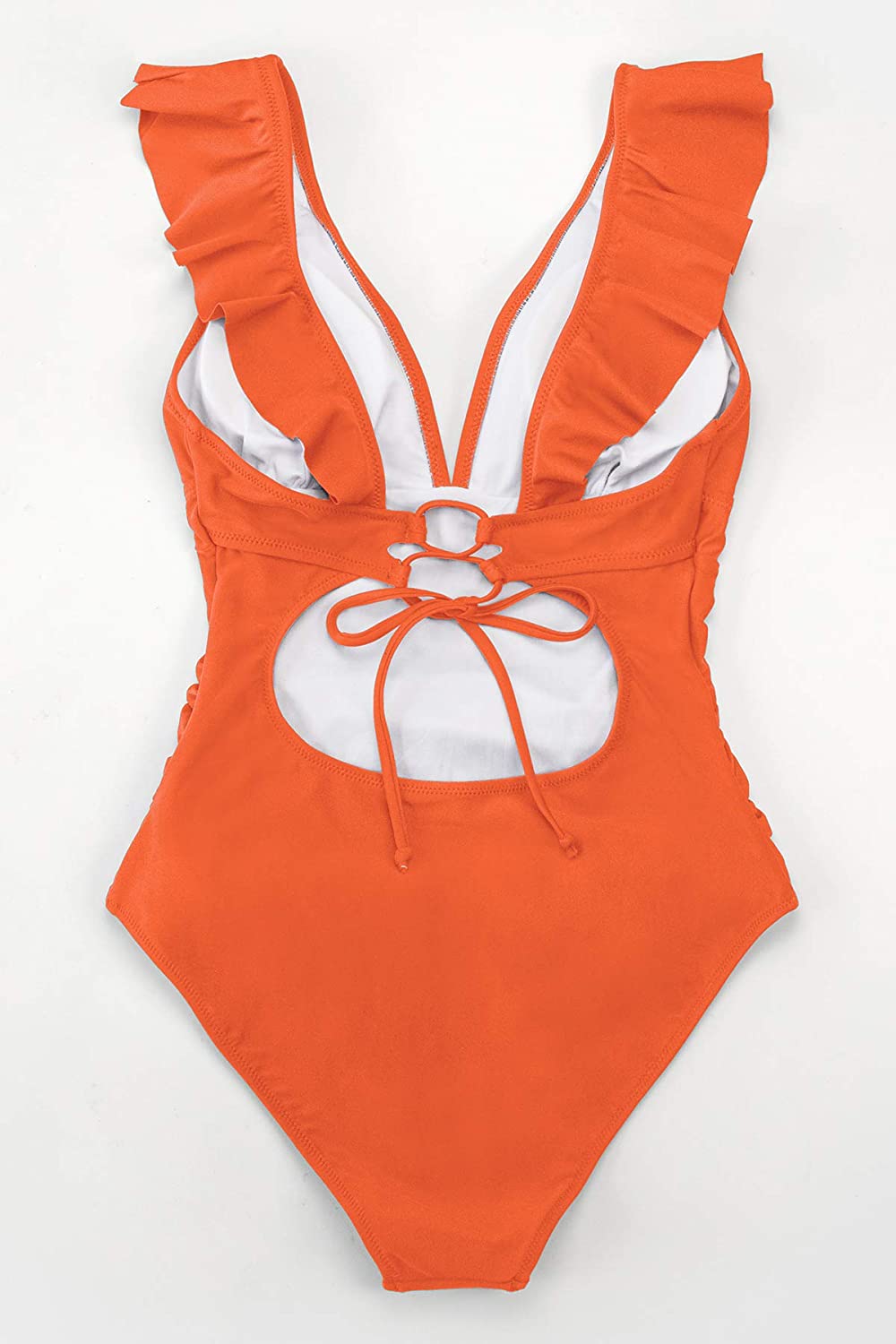 CUPSHE Women's V Neck One Piece Swimsuit Ruffled Lace Up Monokini