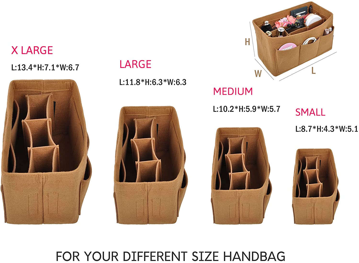 Vercord Felt Purse Organizer Handbag Insert Liner Shaper Bag in Bags for Speedy Neverfull Tote