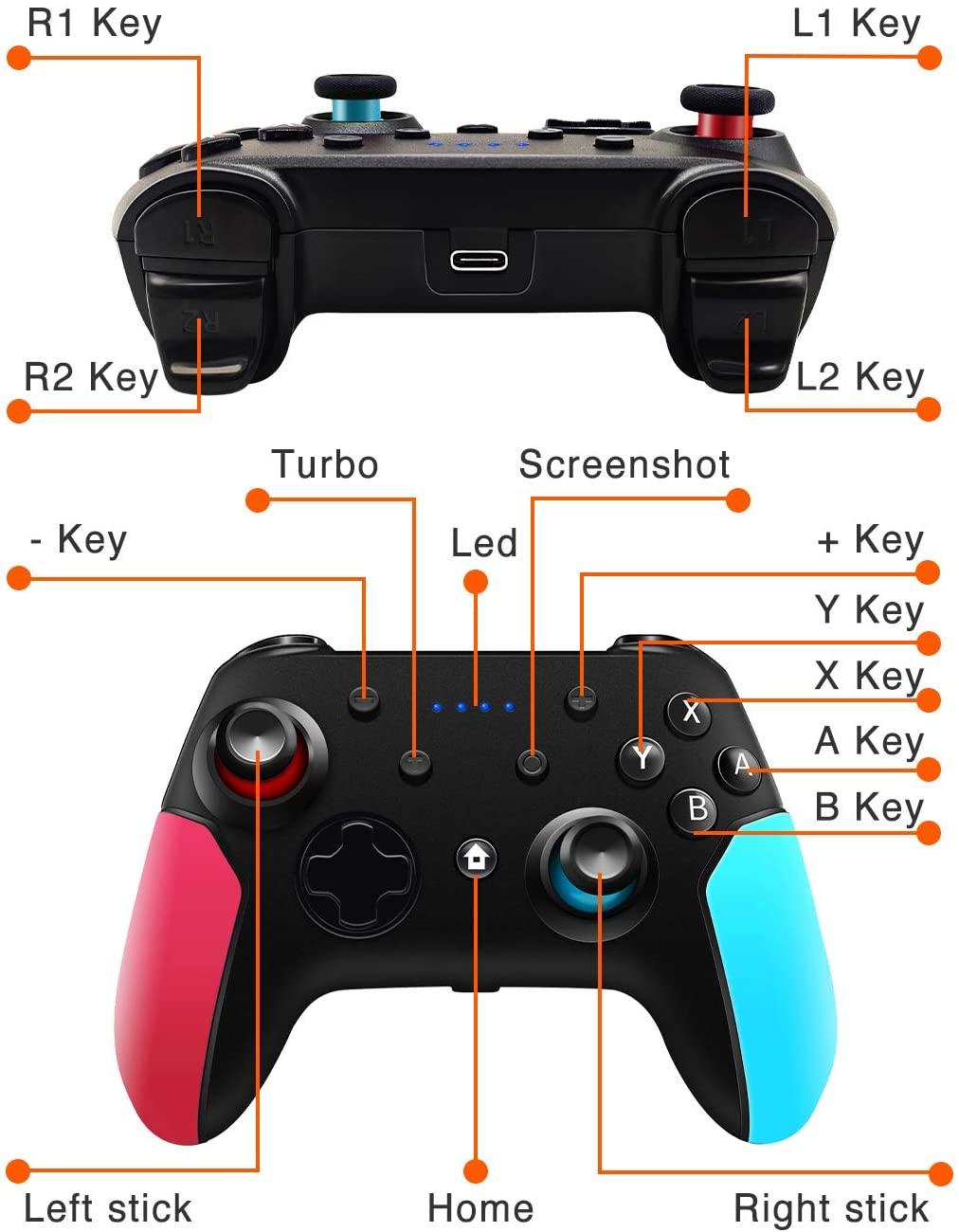 Wireless Switch Pro Controller for Nintendo Switch with Adjustable Turbo Function - JOY2ESpree
