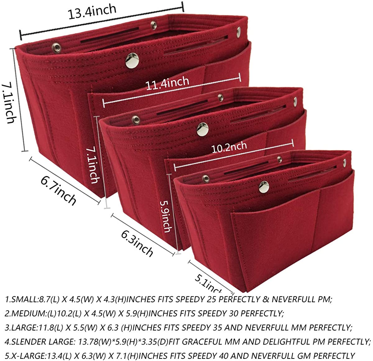Felt Purse Organizer Insert Bag organizer Multi Pocket Bag in Bag Organizer Shaper