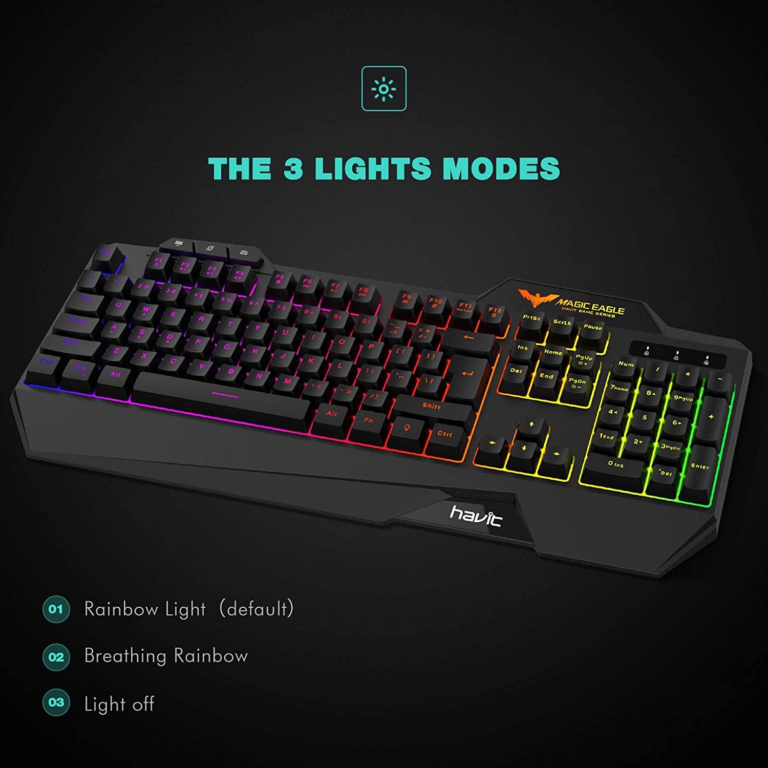 havit Wired Gaming Keyboard Mouse Combo LED Rainbow Backlit Gaming Keyboard - JOY2ESpree