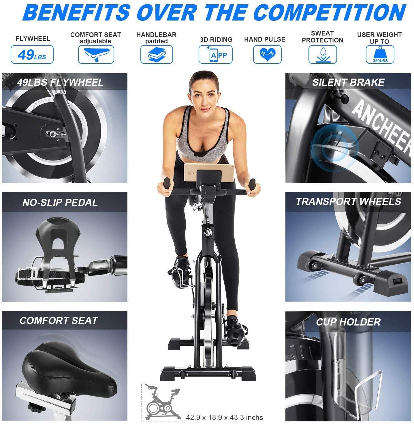 ANCHEER Indoor Cycling Bike, Stationary Exercise Bike with Heart Rate Monitor - JOY2ESpree