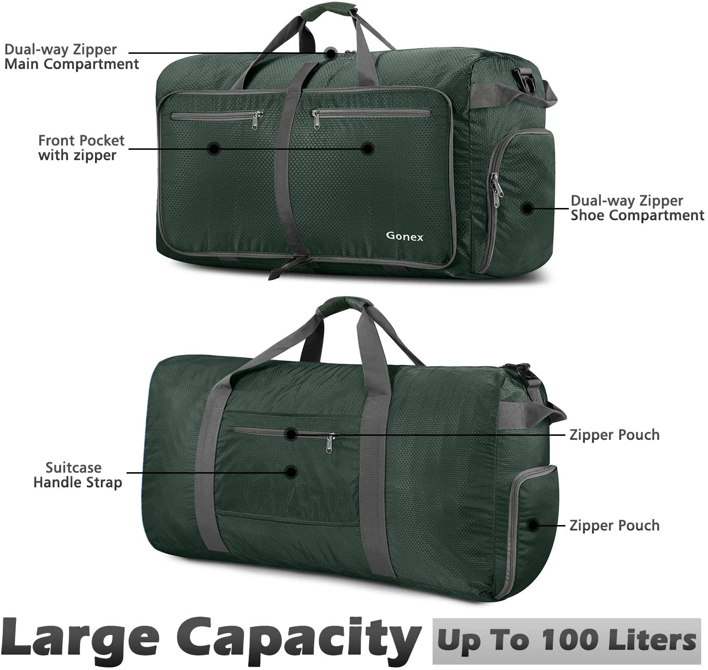 Gonex 150L Travel Duffel Bag Foldable Extra Large Duffle Bag XL Heavy Duty for Men Women for Luggage Shopping Gray