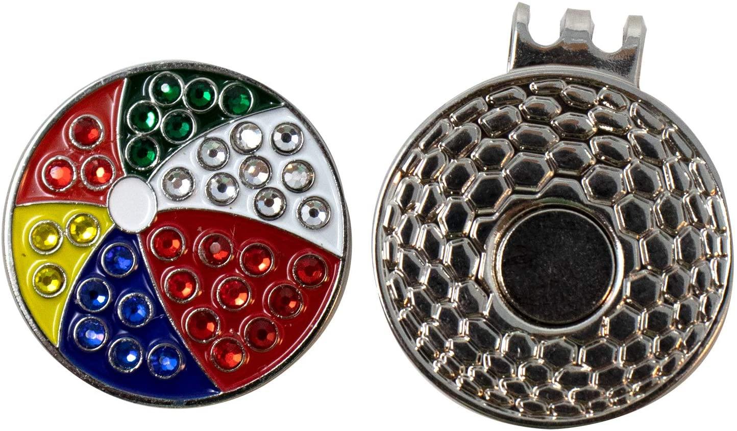 DA VINCI Magnetic Golf Hat Clip with 1 Inch Bling Metal Golf Ball Marker - JOY2ESpree
