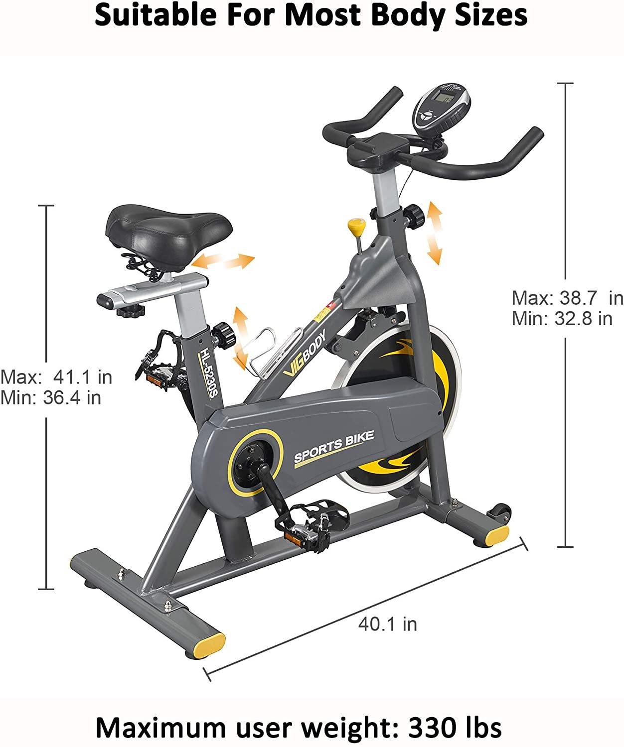 VIGBODY Exercise Bike Indoor Cycling Bike Adjustable Stationary Bicycle - JOY2ESpree