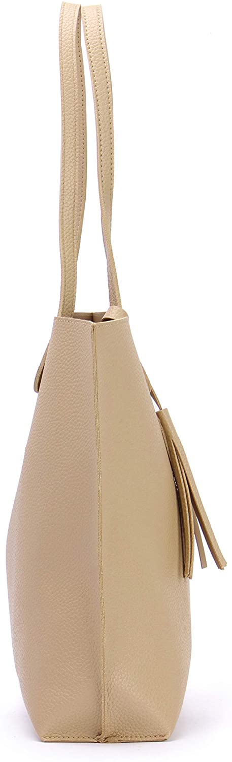 Minimalist Clean Cut Pebbled Faux Leather Tote Womens Shoulder Handbag