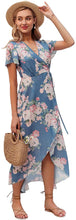 
                        
                          Load image into Gallery viewer, Miessial Women's Summer Chiffon V Neck Ruffle Maxi Dress Polka Dot Long Beach Wrap Dress
                        
                      