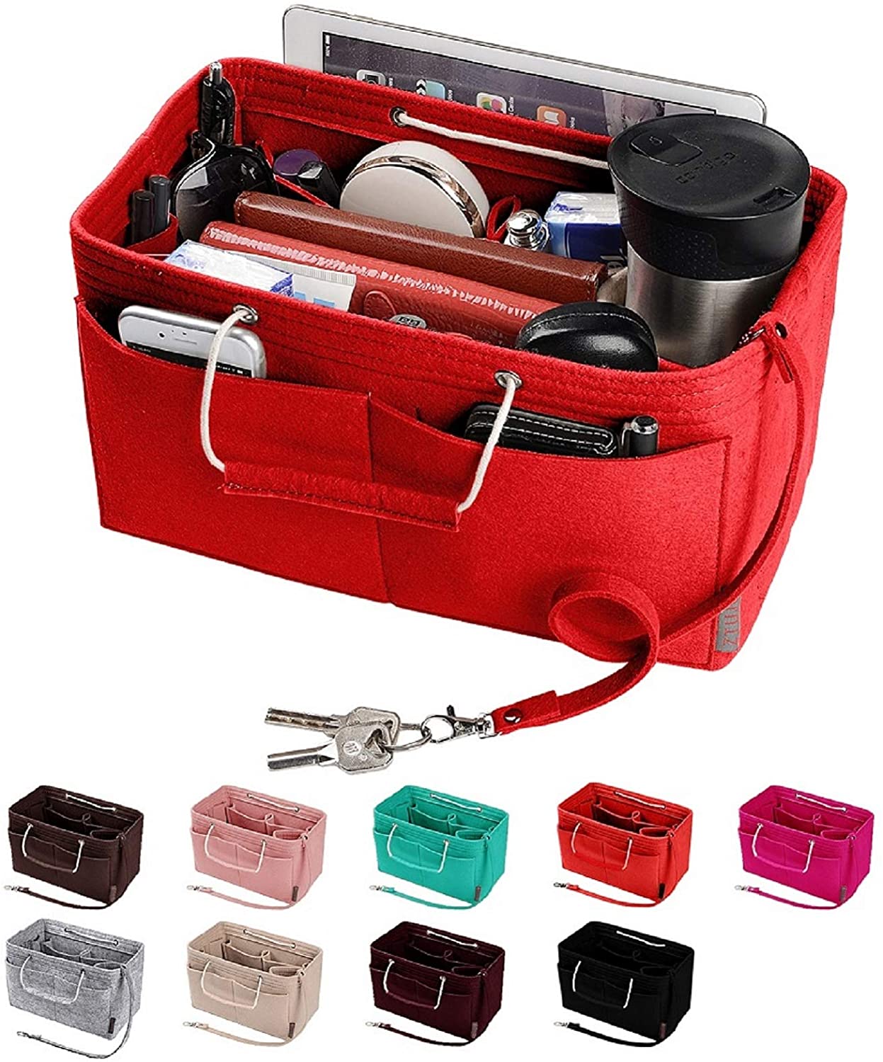Purse Organizer, Multi-Pocket Felt Handbag Organizer, Purse Organizer Insert with Handles, Medium, Large, X-Large