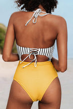 
                        
                          Load image into Gallery viewer, CUPSHE Women's Black Floral Print Halter Cutout High Waist One Piece Swimsuit
                        
                      