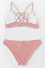 
                        
                          Load image into Gallery viewer, CUPSHE Women’s Bikini Swimsuit Stripe V Neck Back Cross Two Piece Bathing Suit
                        
                      