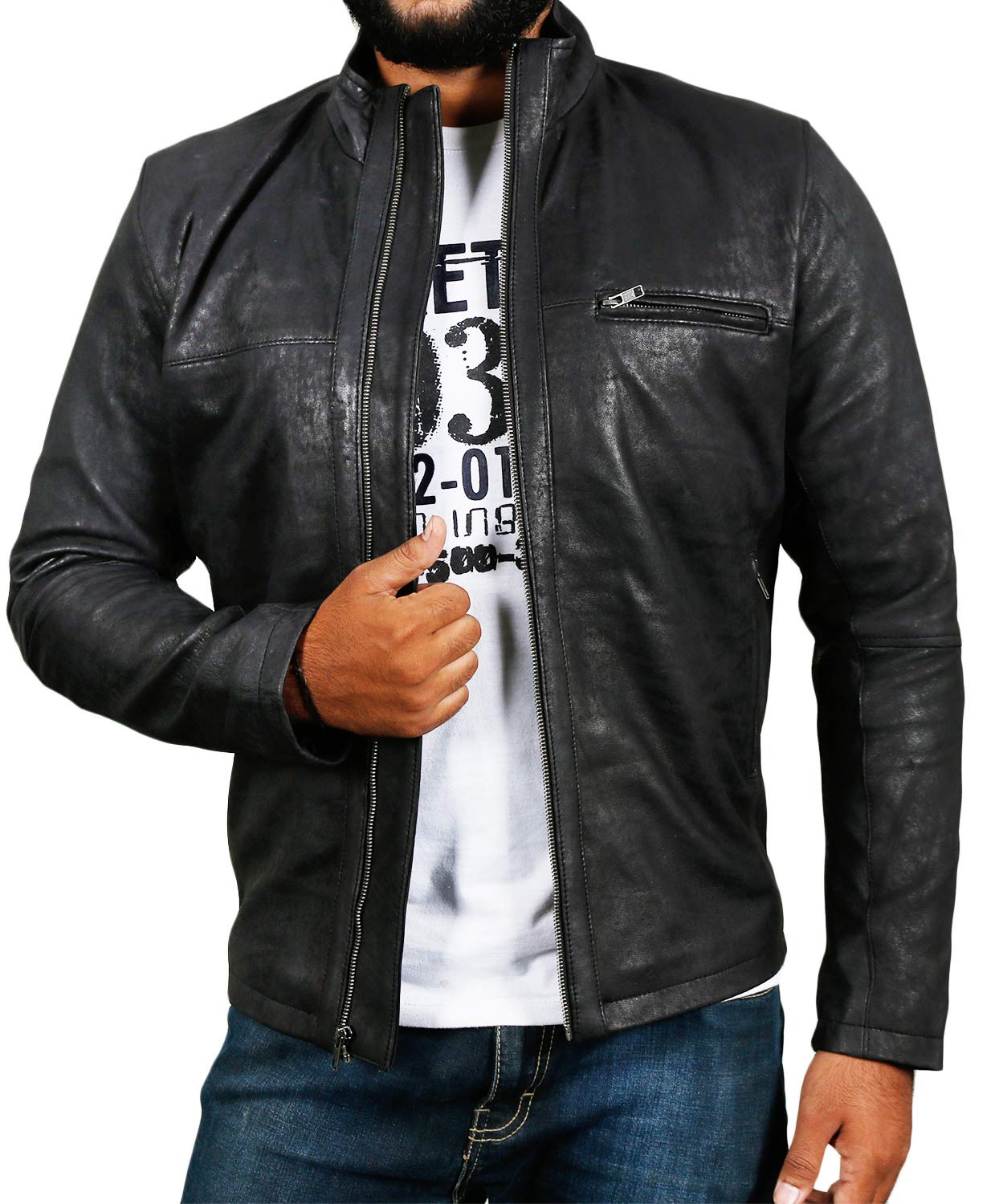 Laverapelle Men's Genuine Lambskin Leather Jacket (Black-Snaff, Custom, Polyester Lining)-1501135