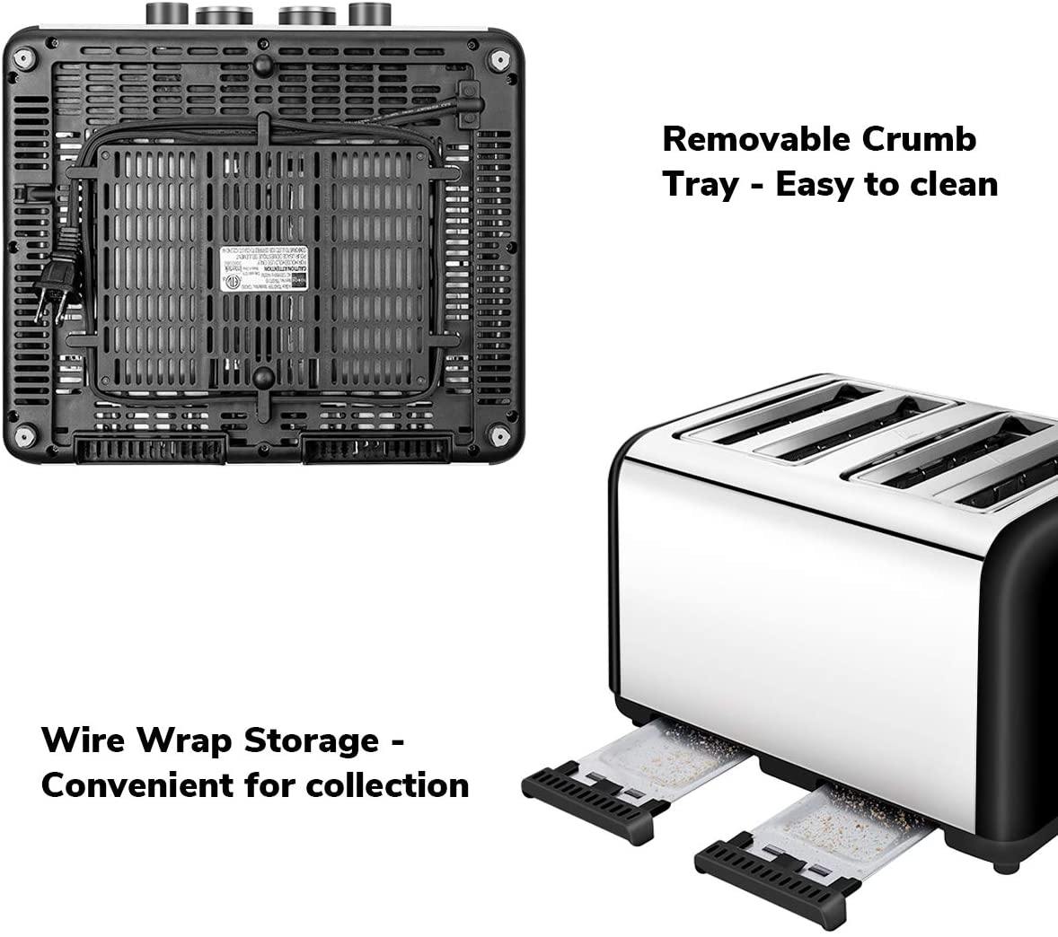 Toaster 4 Slice, CUSINAID 4 Wide Slots Stainless Steel Toasters with Reheat Defrost Cancel Function, 7-Shade Setting, Blue - JOY2ESpree