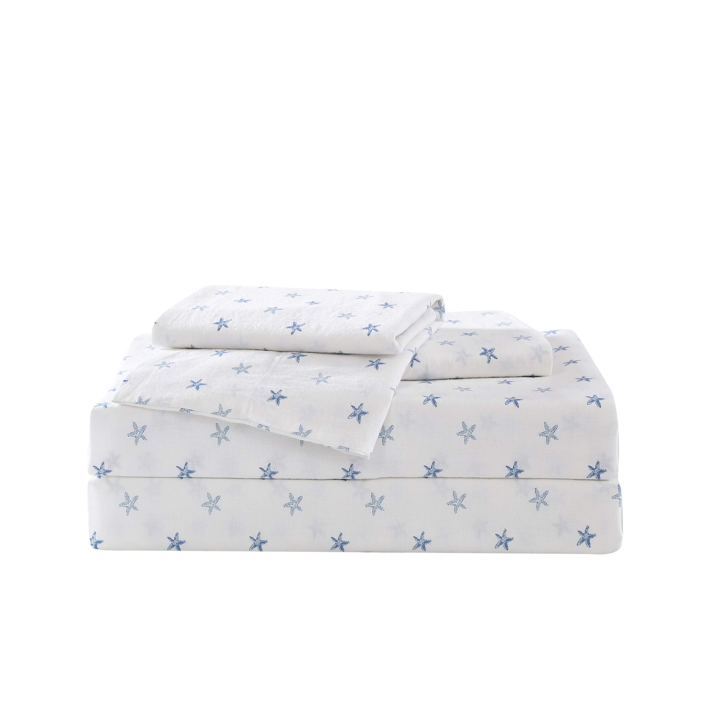 Tommy Bahama | Starfish Treasure Collection | Bed Sheet Set - Crisp & Cool 100% Washed Cotton Lightweight Bedding, Queen, Blue