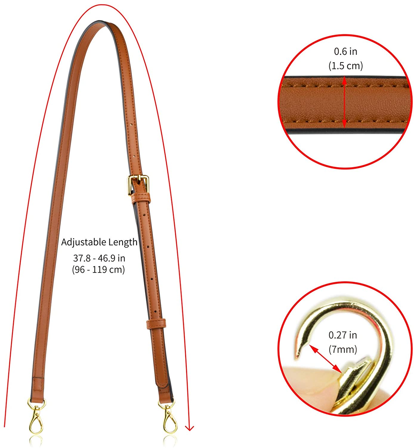 Allzedream Leather Purse Strap Replacement Crossbody Handbag Long Adjustable