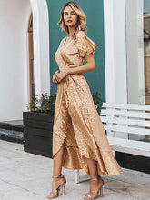 
                        
                          Load image into Gallery viewer, Miessial Women's Summer Chiffon V Neck Ruffle Maxi Dress Polka Dot Long Beach Wrap Dress
                        
                      