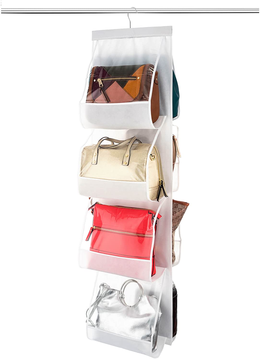 Zober Hanging Purse Organizer For Closet Clear Handbag Organizer
