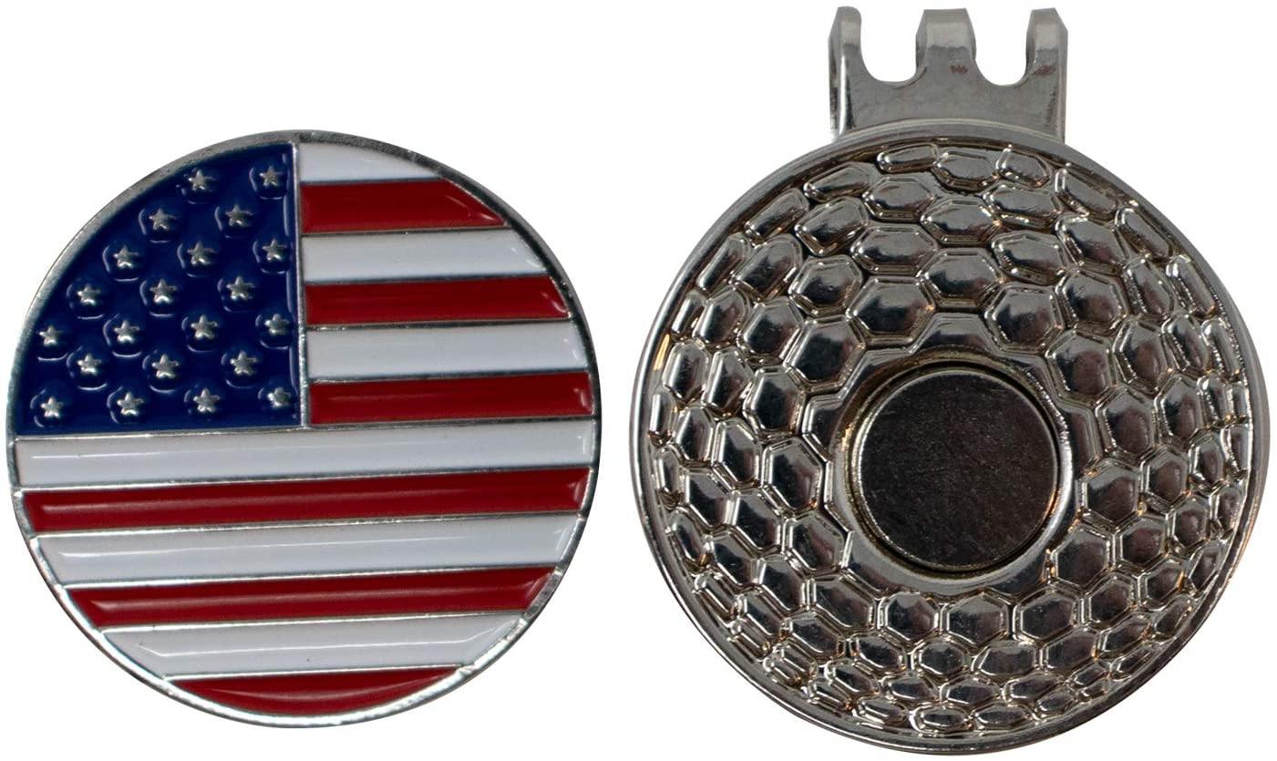 DA VINCI Magnetic Golf Hat Clip with 1 Inch Embossed Patriotic Metal Golf Ball Marker - JOY2ESpree