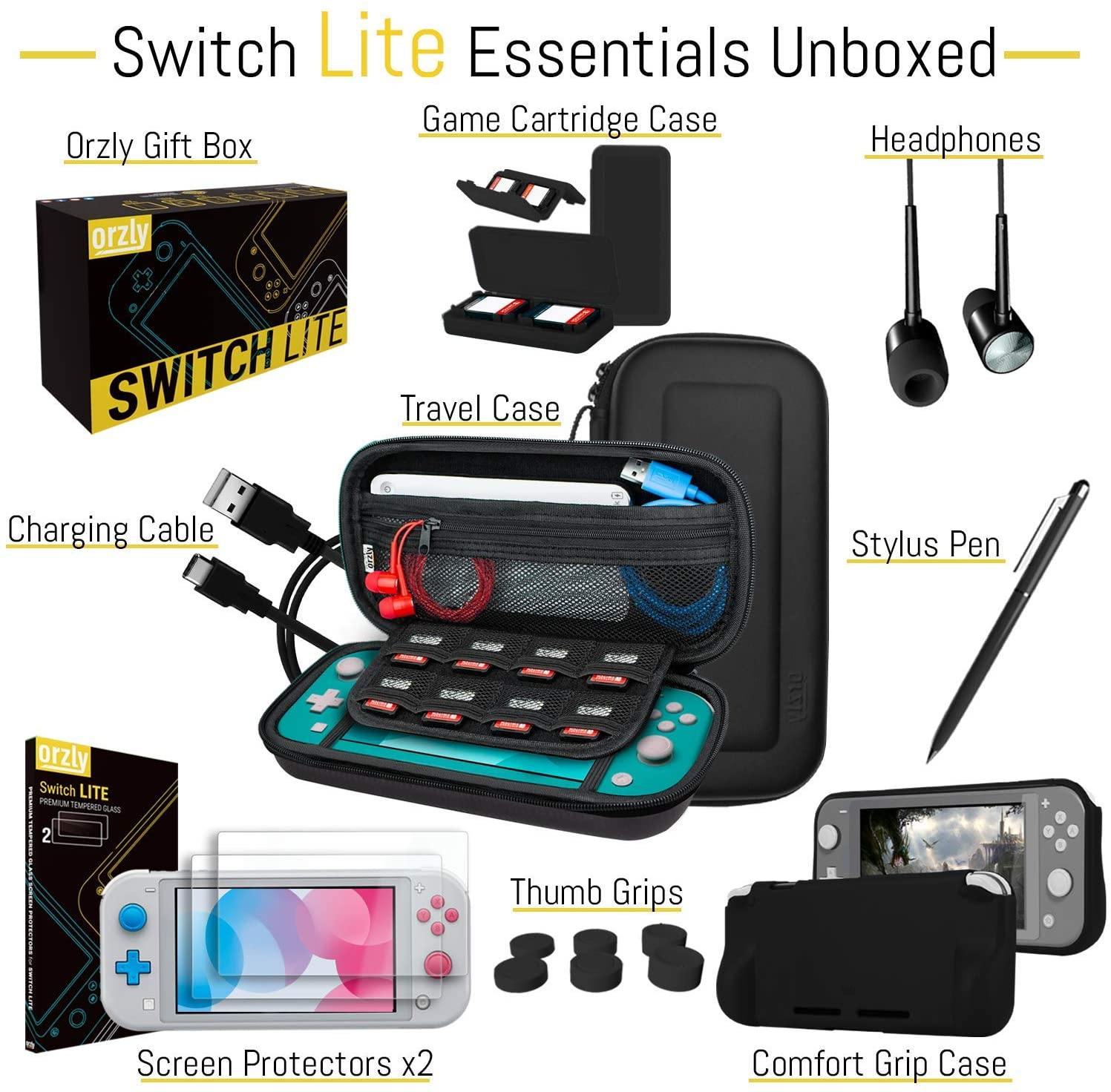 Orzly Accessories Bundle Compatible for use with Nintendo Switch Lite - JOY2ESpree