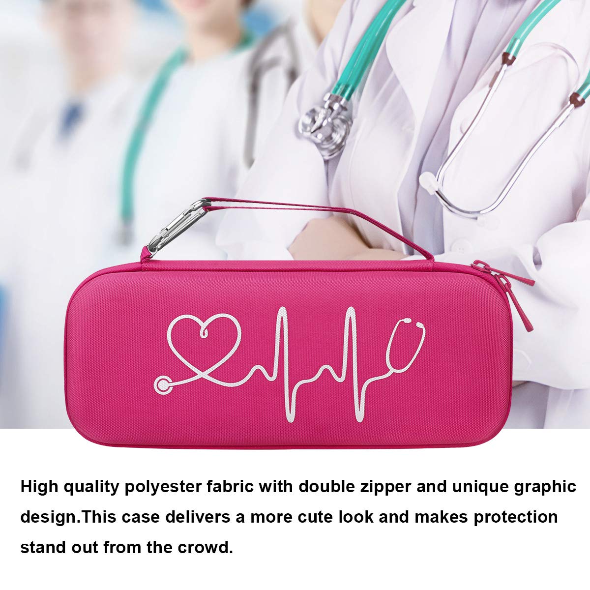 BOVKE Travel Case for 3M Littmann Classic III, Lightweight II S.E, Cardiology IV Diagnostic, MDF Acoustica Deluxe Stethoscopes