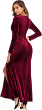 
                        
                          Load image into Gallery viewer, Ababalaya Long Sleeve Wrap Velvet Long Formal Dresses Cocktail Dress
                        
                      