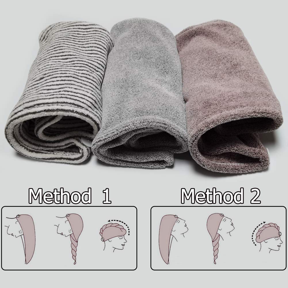 Vinker 3 Pack Hair Towel Wrap, Microfiber Quick Drying Hair Towels, Bath Dryer Caps, Bath Hair Drying Towel, Quick Dryer Hat for Women Girls