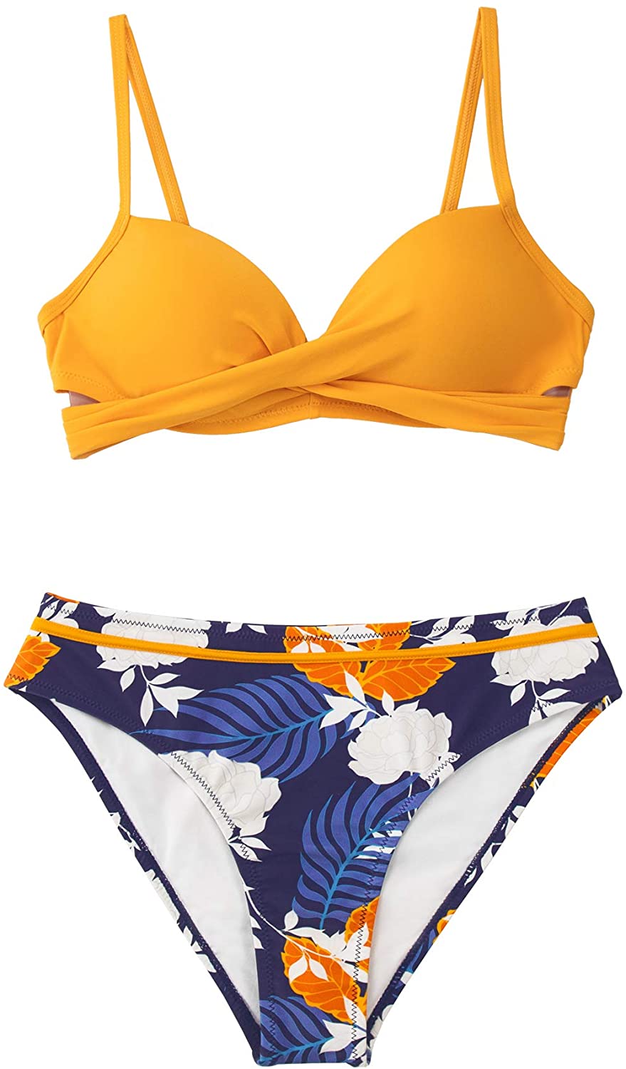CUPSHE Women's Wrap Top Floral Bottom Bathing Suit Two Piece Sexy Swimsuit