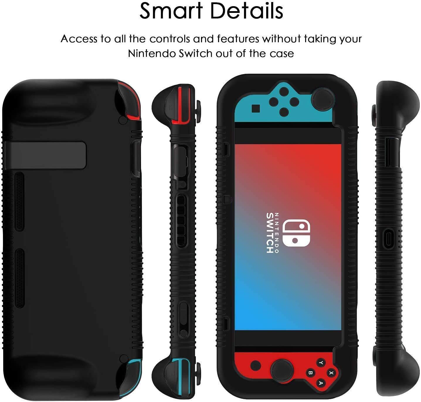 Semeving for Nintendo Switch Case with Tempered Glass Screen Protector for Boy/Girl/Men/Woman/Kids(Black with Screen Protector) … - JOY2ESpree